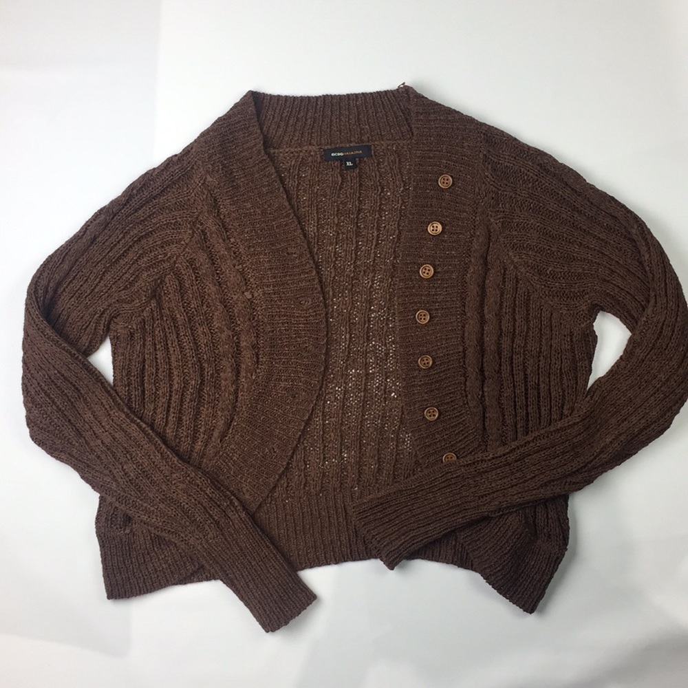 BCBG Max Azria Cropped Button Up Sweater